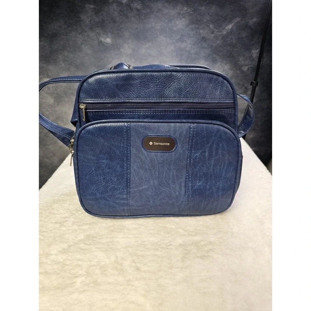 Vintage 1970s Samsonite Cordoba II Carry On Blue Shoulder Bag Tote Weekender